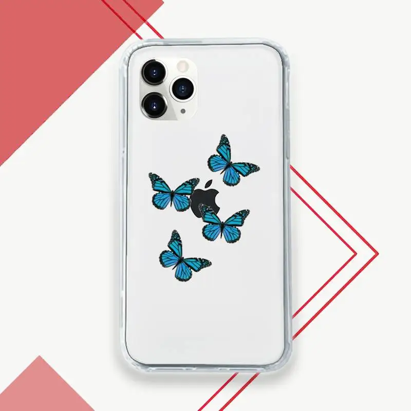 

Cute Butterfly fashion free Phone Case Transparent for iPhone 11 12 mini pro XS MAX 8 7 6 6S Plus X 5S SE 2020 XR