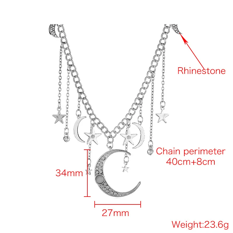 

fashion necklace jewelry moon and stars design necklace