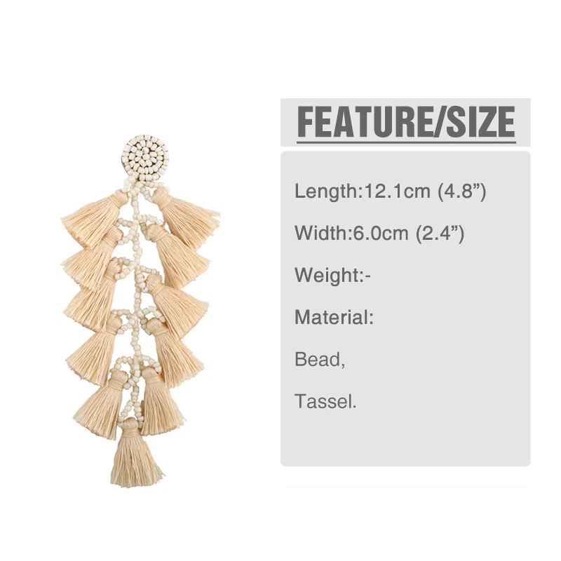 Длинные богемная Кисточка Серьги эффектные ювелирные украшения Этнические