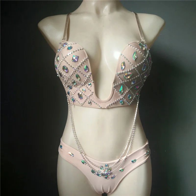 Блестящий бюстгальтер-бикини со стразами женское сексуальное нижнее белье