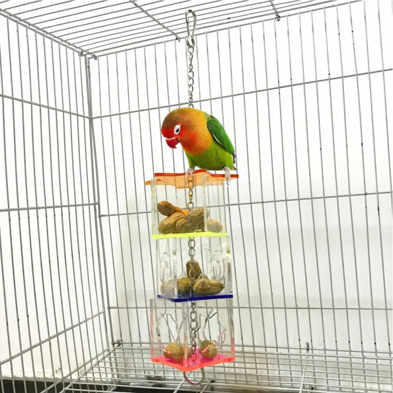 3 слоя попугай подвесной жевательная игрушка для кормления птица Кормление прозрачный кормушка держатель подвесной кормушка звезда в форме коробки клетка игрушка