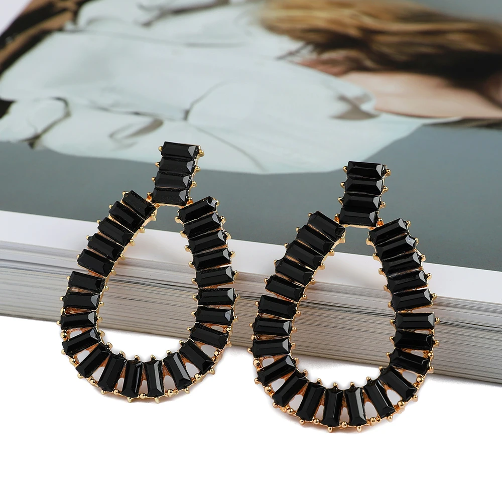 

Fashion Water Drop Punk Design Dangle Earrings For Women Luxury Vintage Crystal Friend Novelty Gifts Pendant Jewelry Accessories