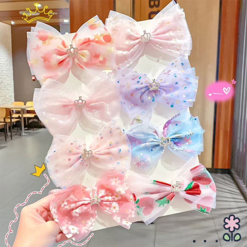 Заколка для волос с позолоченным бантом в Корейском стиле сетчатая Корона