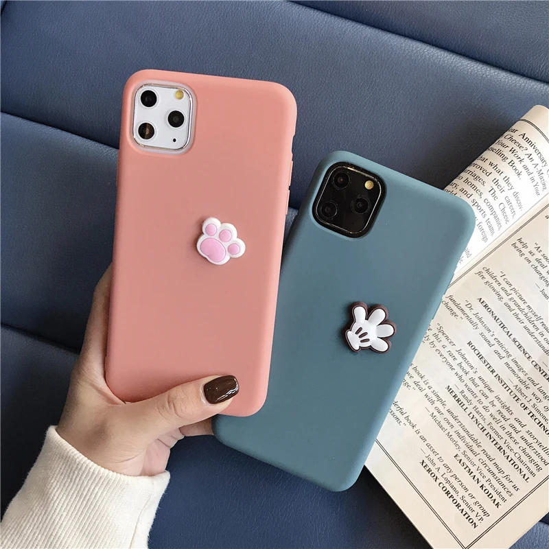 Милый простой мягкий силиконовый чехол с 3D рисунком для iPhone 11 Pro X XR Xs Max 6 6s 7 8 Plus