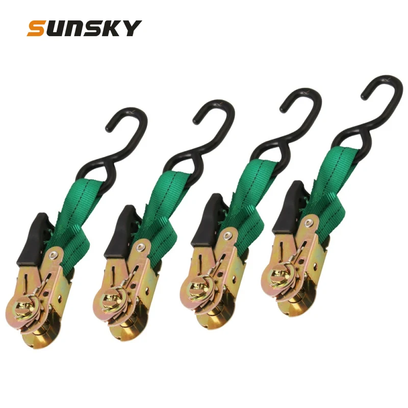 4 PCS Car / Motorcycle Ratchet Strap Tightening Cargo Straps