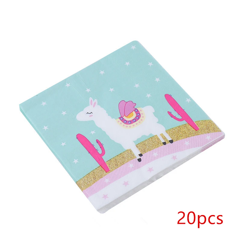 20 шт./лот лама тема одноразовые салфетки детский душ День Рождения украшения