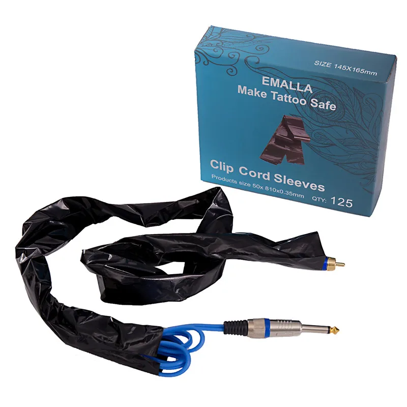 EMALLA 125 шт. одноразовых зажимов для татуировок шнур и чехлы тату ручек пластиковые