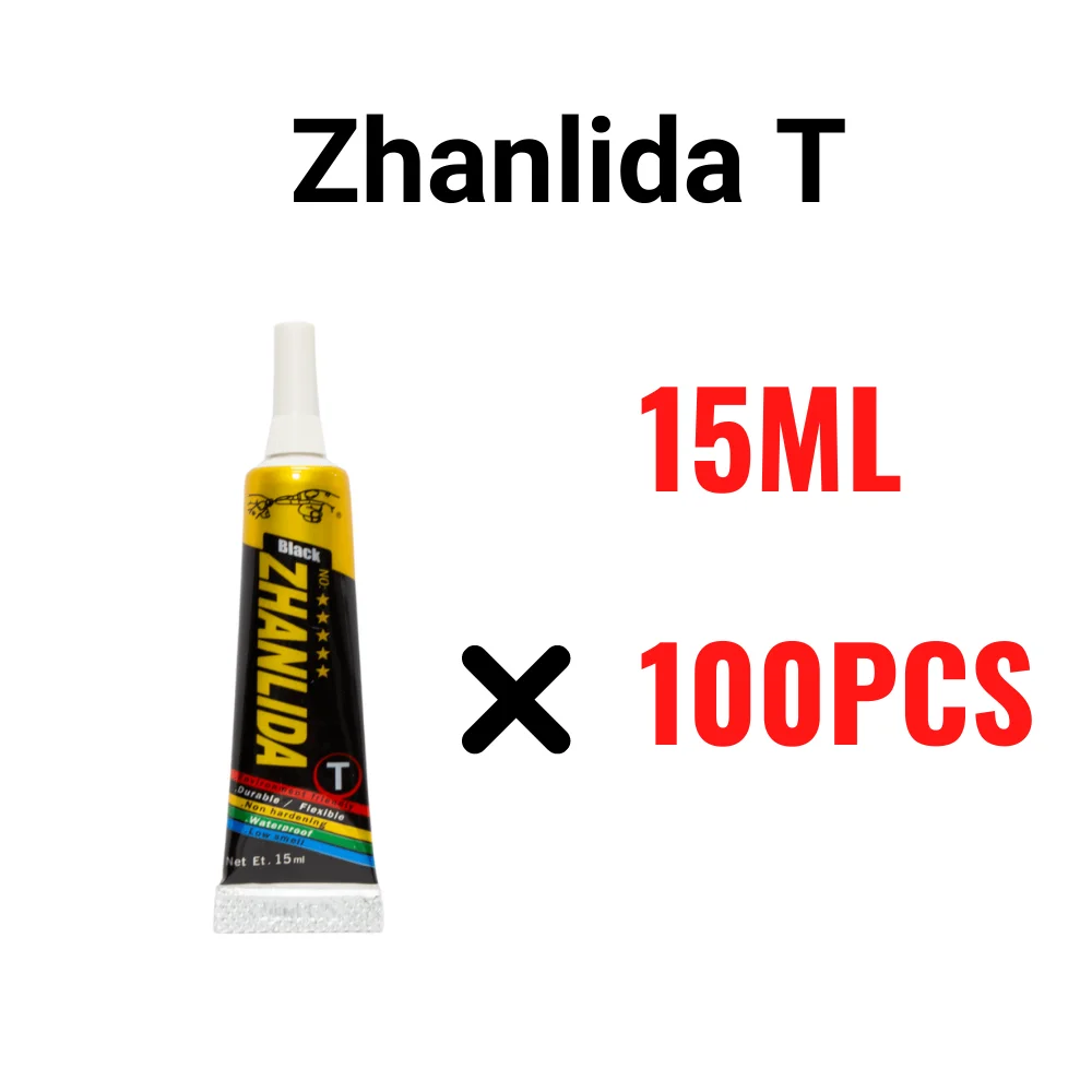 100PCS Pack Zhanlida T Hard 15ML Settings Contact Adhesive Universal Repair Glue With Precision Applicator Tip