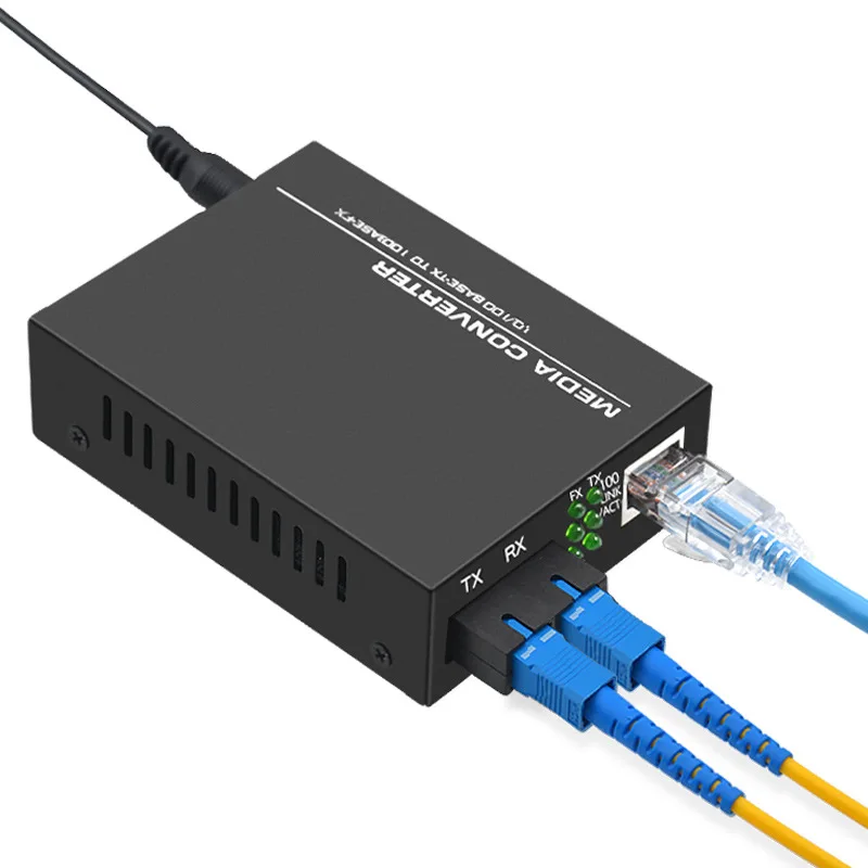 1pc Media Converter 100MB Fiber Optic Converter Transceiver Single-mode Double-fiber Transceiver Photolectric Transducer 25km