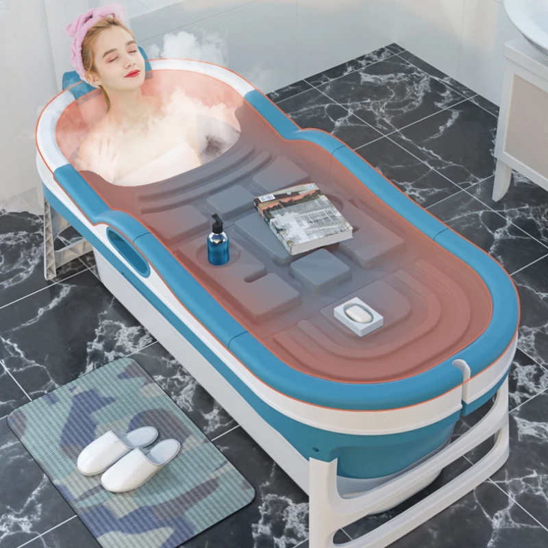 Online Herzliche Glänzende Erwachsene Badewanne Übergroßen 151cm Faltbare Komfortable Tragbare Faltbare Kunststoff Haushalt Bad Barrel