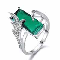 mifeiya popular silver color big green rectangle shaped crystal ring inlaid shiny aaa cz rhinestone for women party jewelry