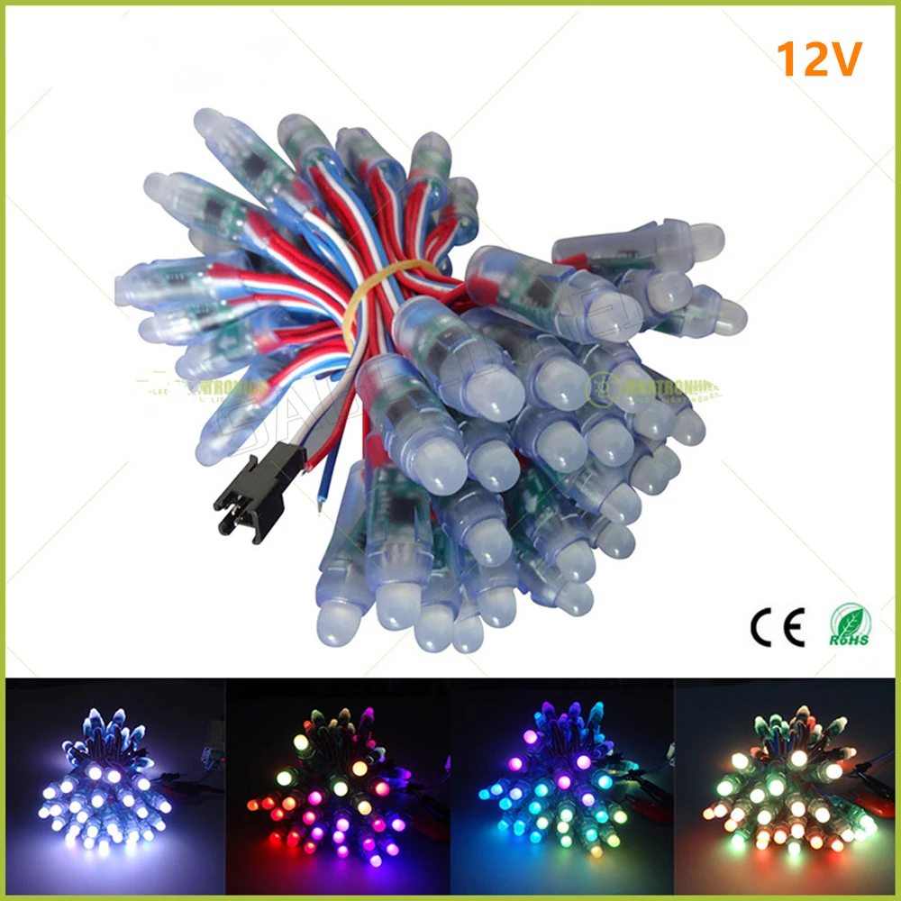 

WS2811 IC RGB 12mm Full Color LED Module String Light IP68 Outdoor Waterproof Advertisement LED Pixel Light