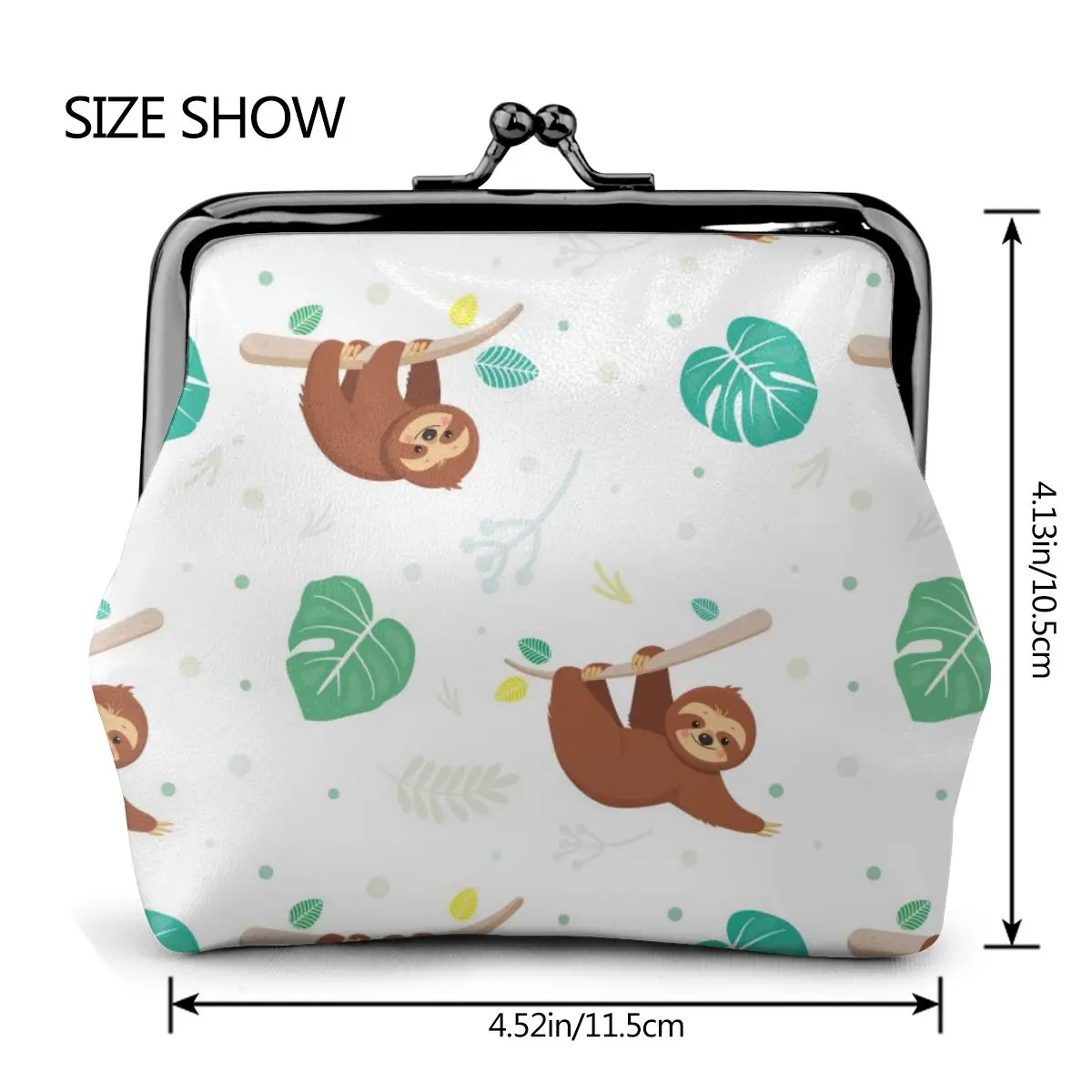 

OLN Coin Purse Women Lady Small Wallet Tropical Leaves And Sloths Hasp Purse Card Holder Purses