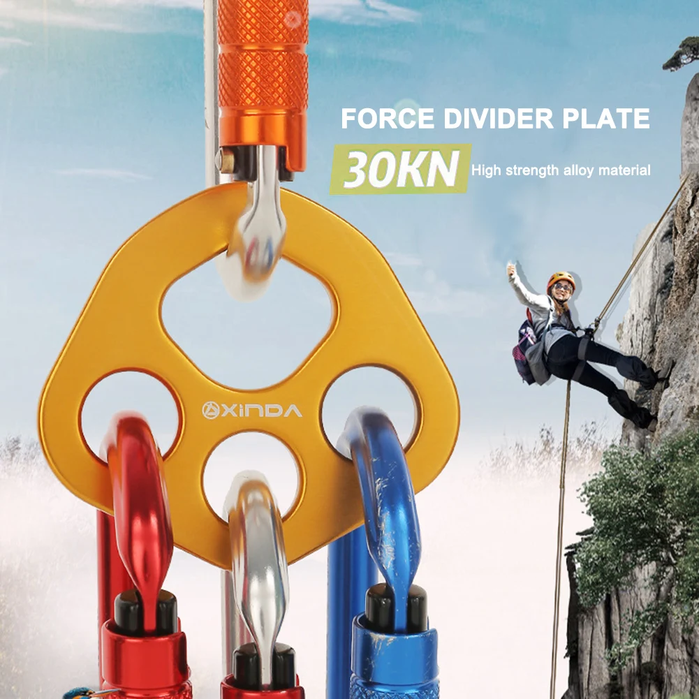 

Outdoor Rock Climbing Divider Force Plate Load-Bearing Rope Travelling Rescue 4 Hole Anchor Easy Carrying Portable Parts