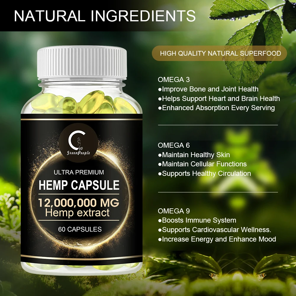 GPGP GreenPeople Nature HempSeed-Essence Capsule Anti-Ageing Relieve Joint Pain Stress Relief Help Sleep&ampBeauty Item | Красота и