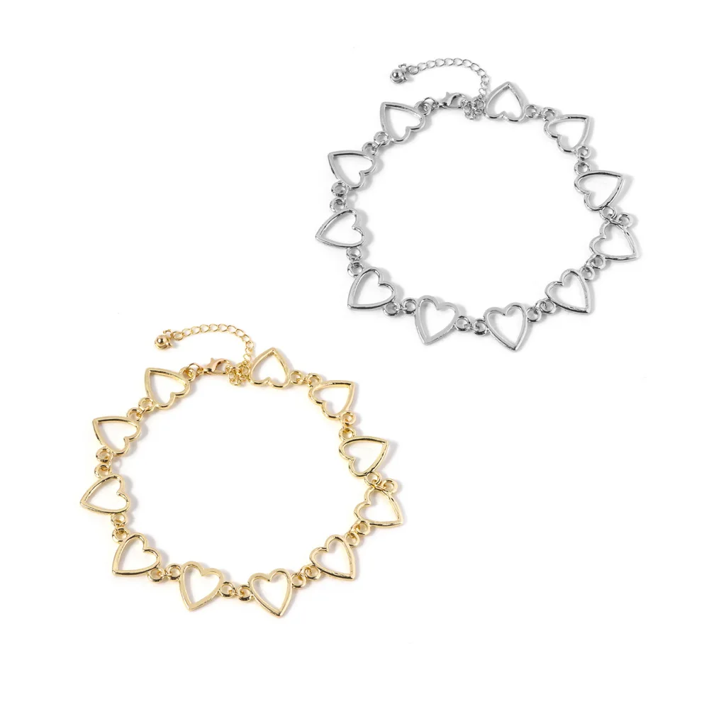 

Love-Heart Necklace Hollow Out Romantic Choker Steel Sexy Clavicle Chain For Womens 2021 Party Fashion Jewelry Gifts Wholesales