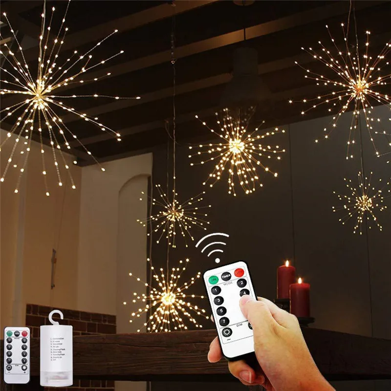 

120LED Garland Fairy Lights Waterproof String Lights Dandelion Firework LED Copper Wire Strip Light for Wedding Decor Xmas LED