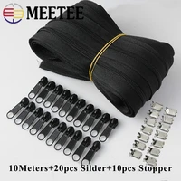 meetee 1020m nylon 3 coil zipper with slider stopper for quilt bags tent invisible clothing zip sewing crafts accessories