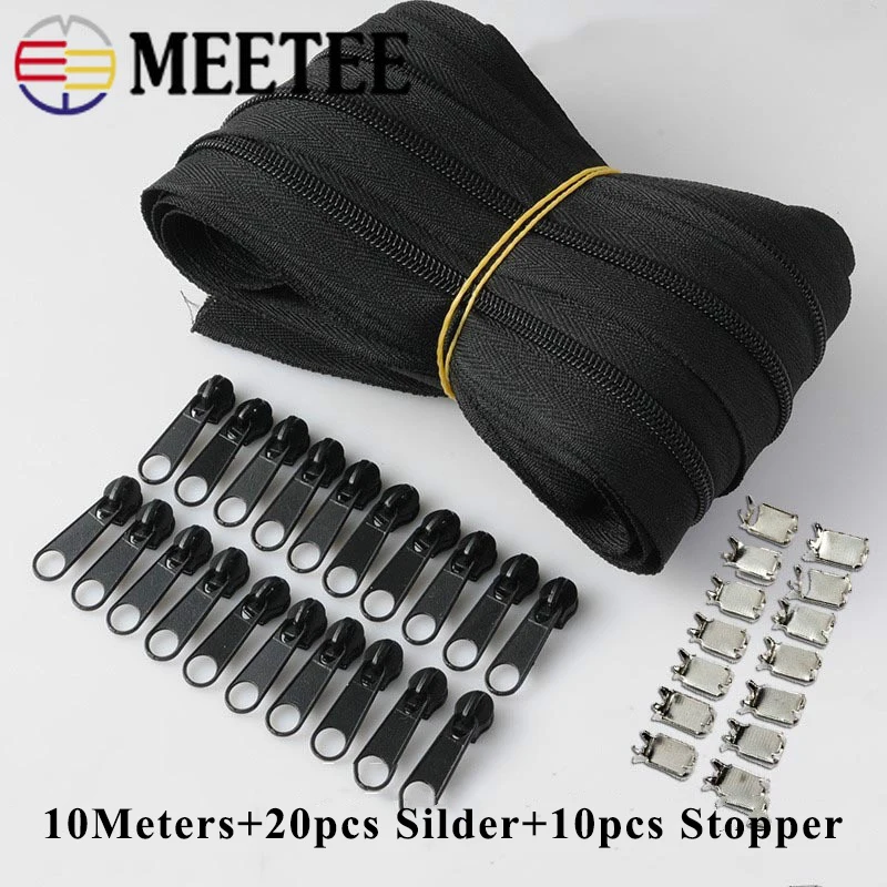 Нейлоновая молния Meetee 10/20 м с катушкой 3 # со слайдером и стоппером для сумок одеял