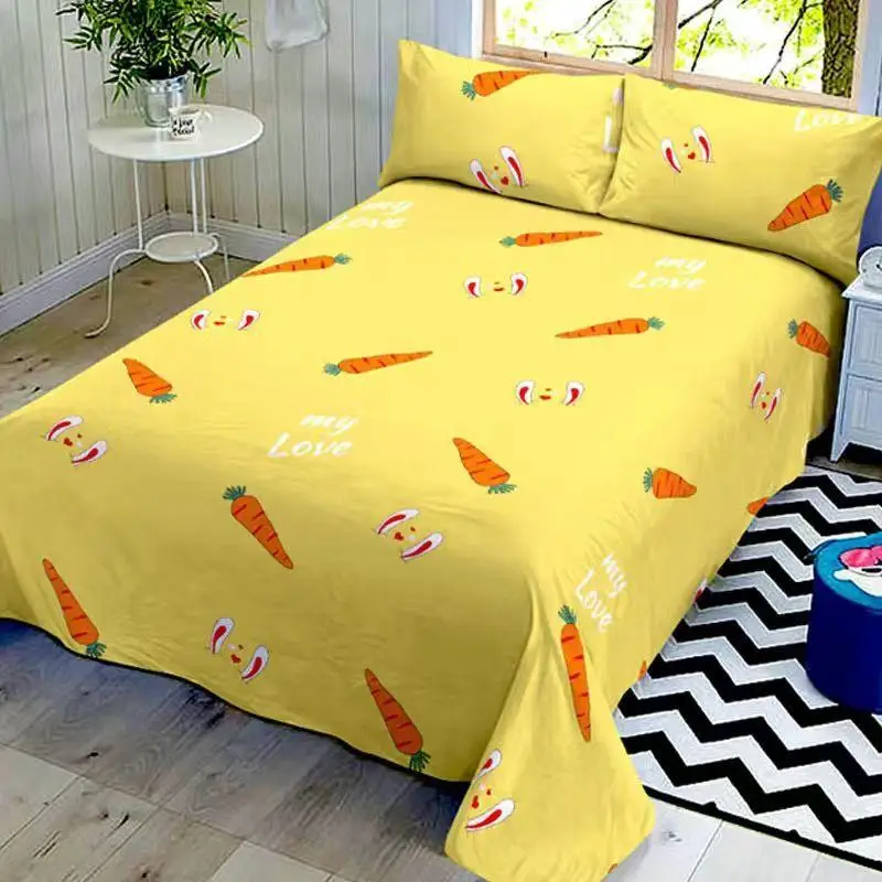 3 Pcs Bed Set 1 Pc Sheet + 2 Pillowcase Floral Print Flat For Children Adults Single Double Cotton Bedsheets | Дом и сад
