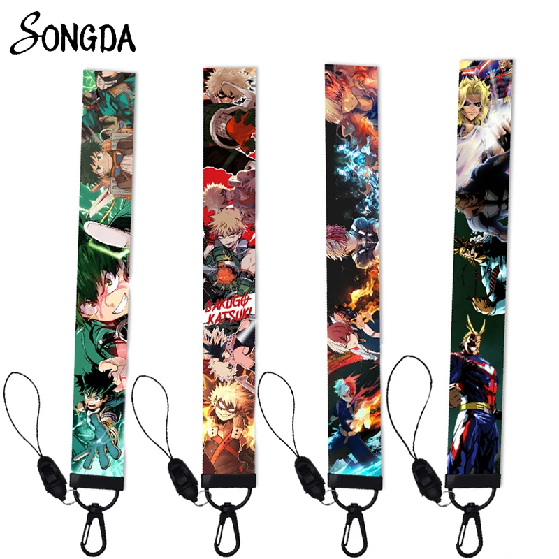 

Anime My Hero Academia Cartoon Lanyards Ribbon Keychains Carabiner Clips KeyHooks Mobile Phone Hand Rope Jewelry Wholesale Gifts