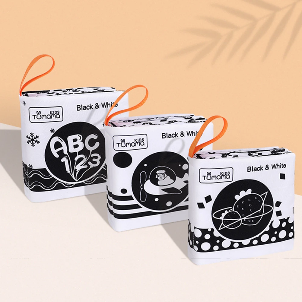 

Black White Cloth Book Babies Soft Cloth Books Soft Books Toys Crib Bumper Stroller Hanging Toy For Early Education Baby Toys