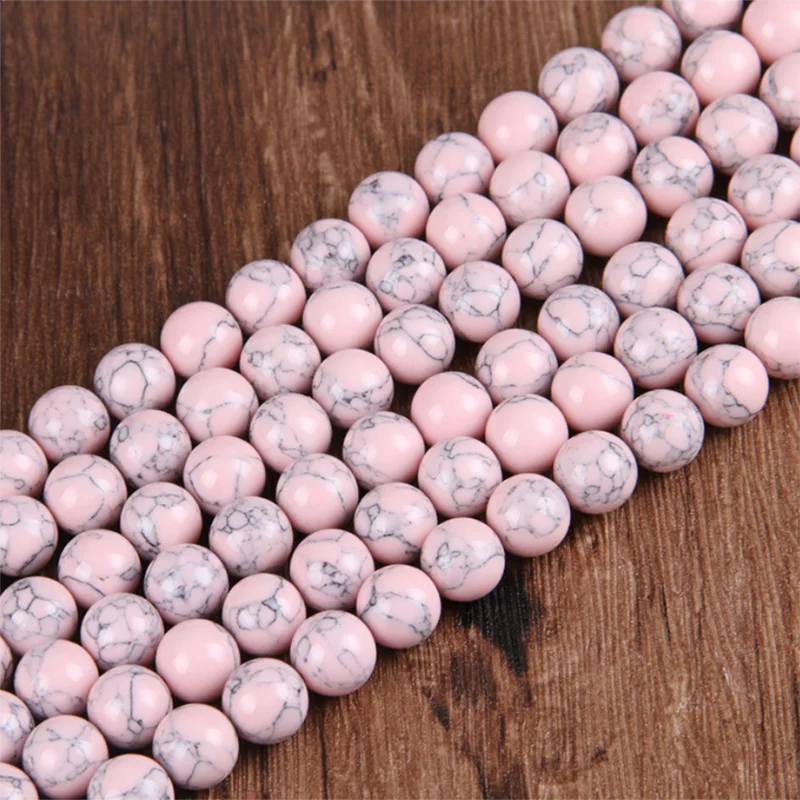 Оптовая продажа розовых бирюзовых бусин круглые бусины с натуральным камнем для