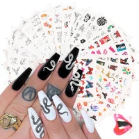 800pcslot retro nail sticker paste abstract portrait face spectrum colorful butterfly english letter animal nail art ha2243