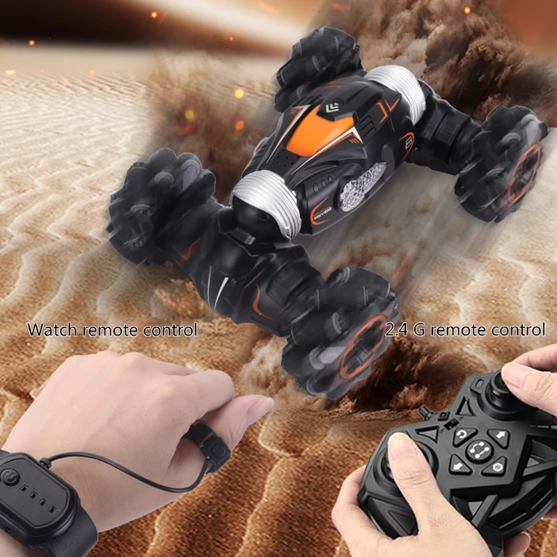 

2.4GHz 4WD RC Remote Control Stunt Car Twisting Off-Road Vehicle Light 360 Degree Flip Double Sided Rotating Race Crawler DXAD
