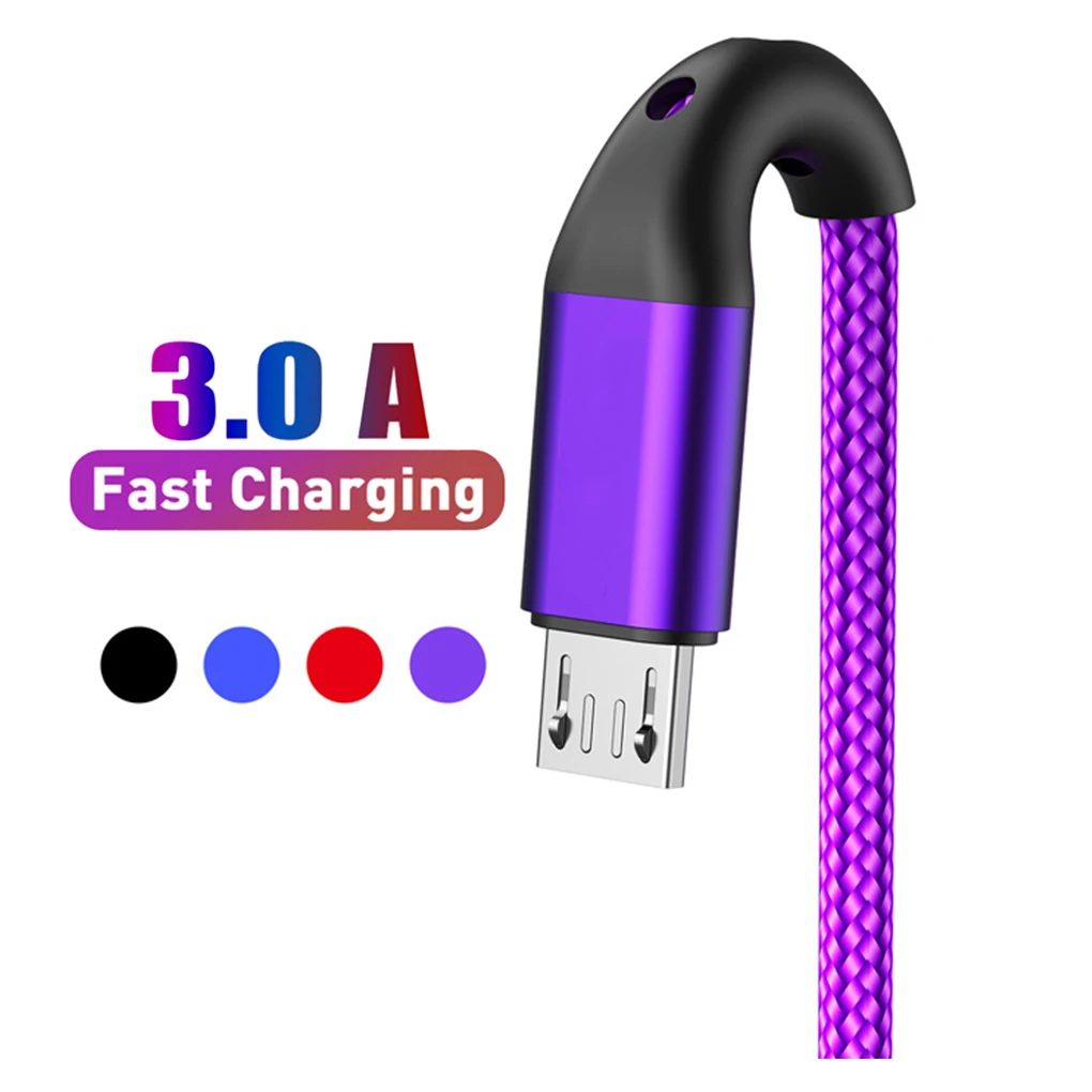 

5V/3A Phone Nylon Weaving Data Cord Wire 2M Micro USB Fast Charging Cable USB Cord Braided Cable Accessories For Huawei Xiaomi