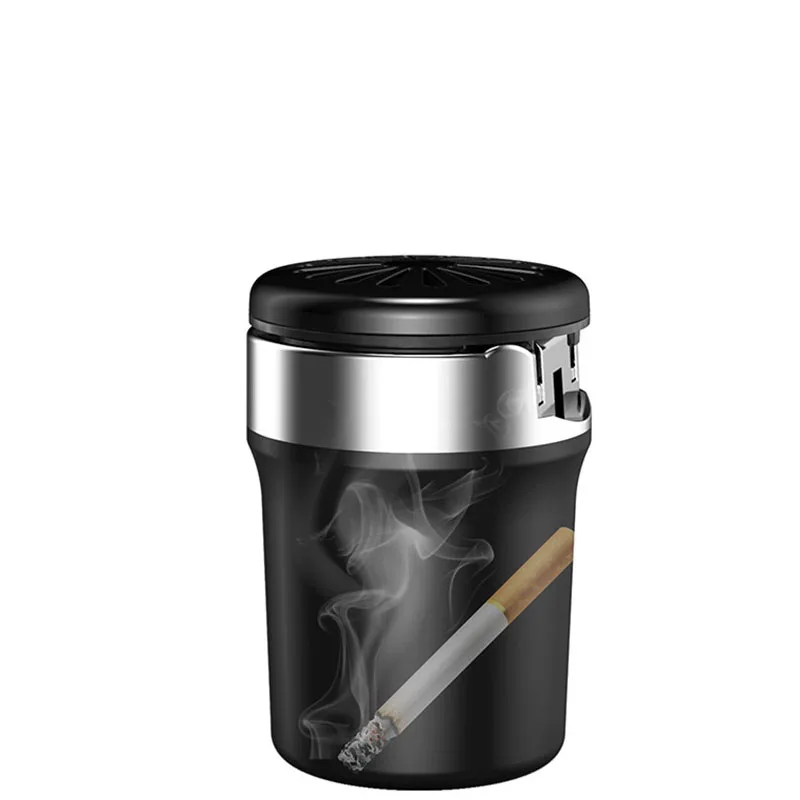 

New Product Car Ashtray Creative Aromatherapy Stainless Steel Inner Tank High Flame Retardant LED Light Ash Tray