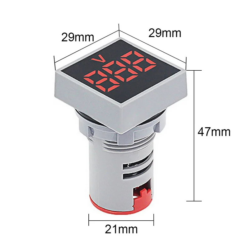22mm Square AC 12-500V Volt Voltage Tester Meter Monitor Power LED Indicator Lamp Light Display DIY Mini Digital Voltmeter |