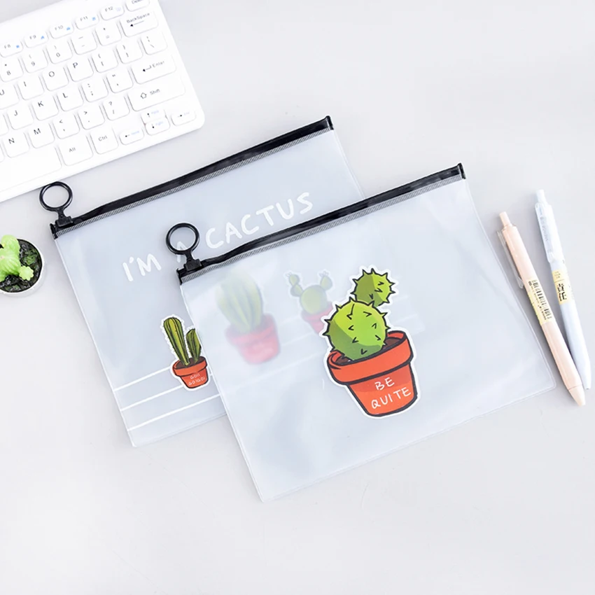 Папка для документов полупрозрачная с рисунком кактуса бумажный держатель сумка
