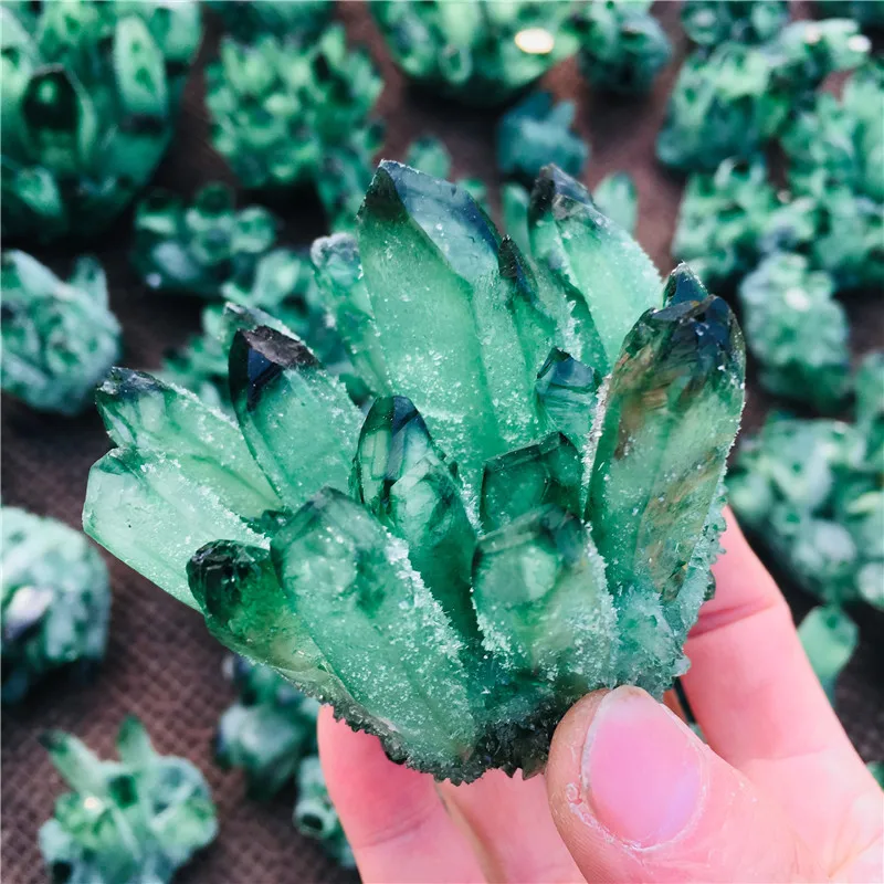 

300-800g natural green ghost quartz crystal cluster healing crystals raw gemstone specimen for home&office decoration fengshui