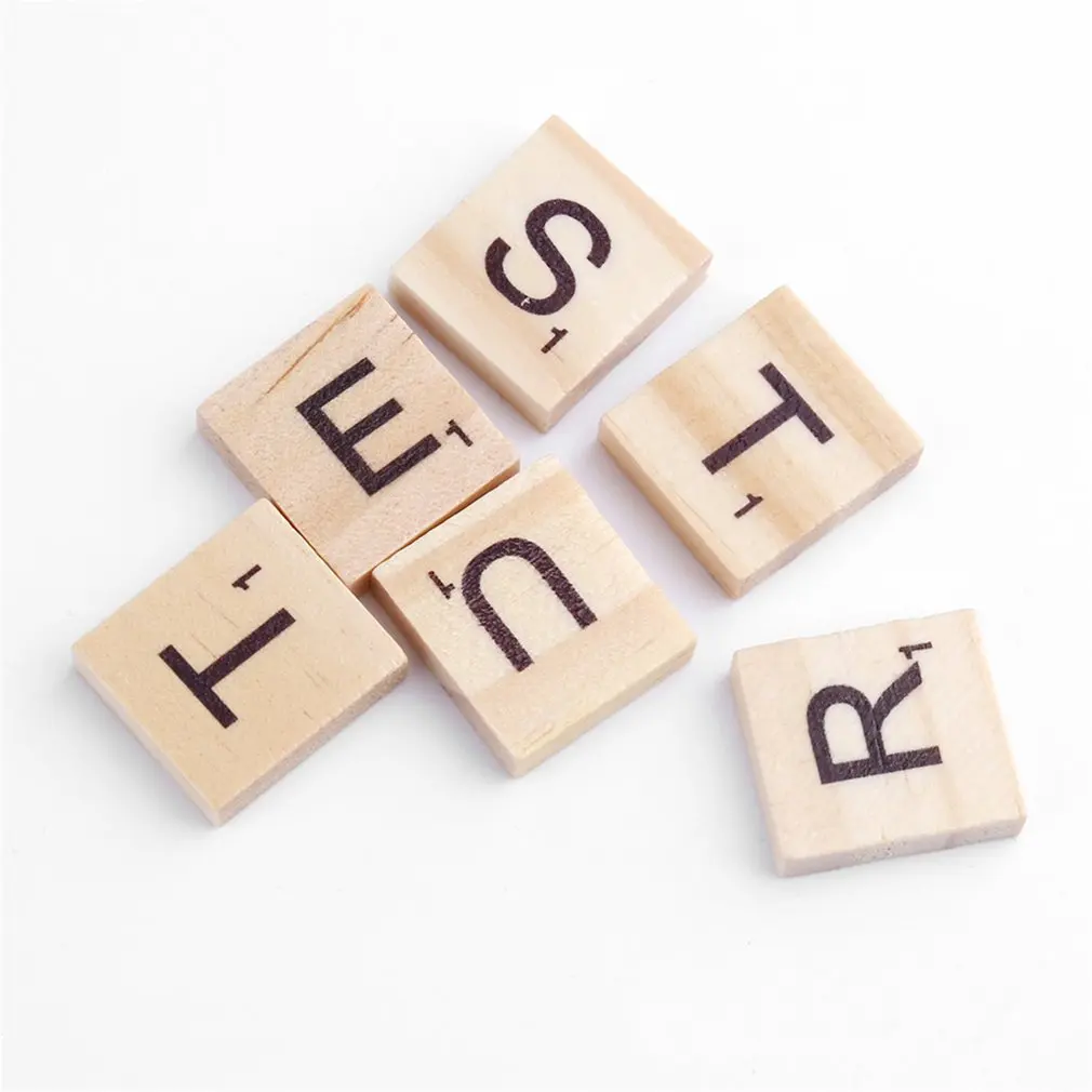 100 шт./компл. деревянный алфавитный царапают головоломки Плитки и черными