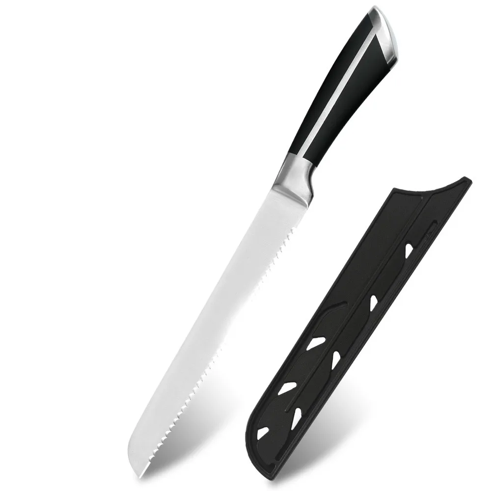 8 inch Bread Knife ZEMEN нож для нарезки нож шеф-повара кухонный нож инструмент лезвие из нержавеющей стали кулинарные инструменты сашими филе слайсер кухонный Gyuto - Цвет: 8 inch Bread Knife