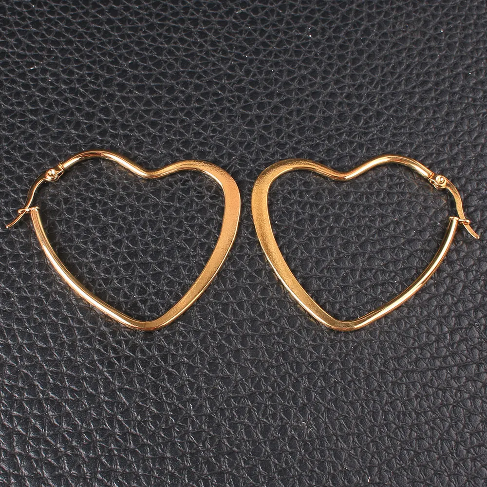 Серьги капельки с большим сердцем золотые модные ювелирные изделия из