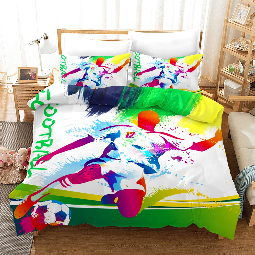 

Painting Football Bedding Set Boys Fashion 3D Print Comforter Luxury Queen King Single Duvet Cover Set Home Textile Decor Modern