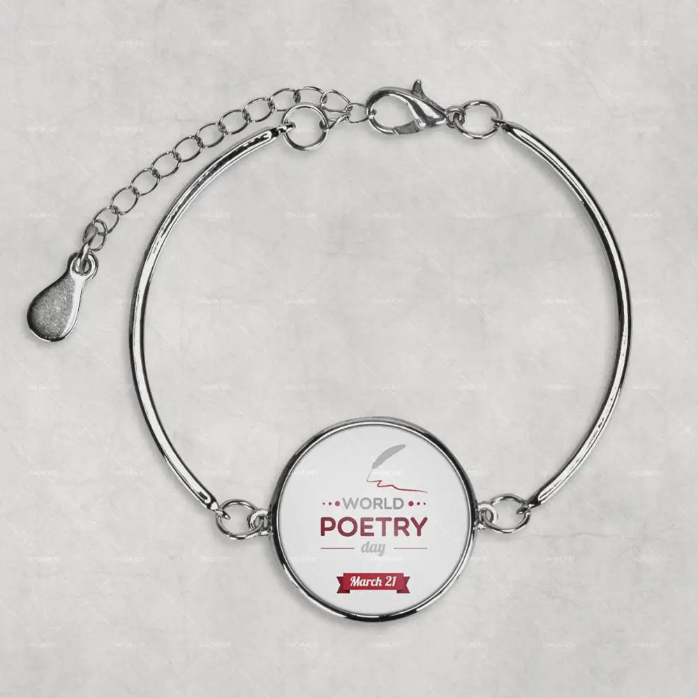 World poetry Day браслет с фото на заказ серебро ювелирные браслеты винтажное ожерелье