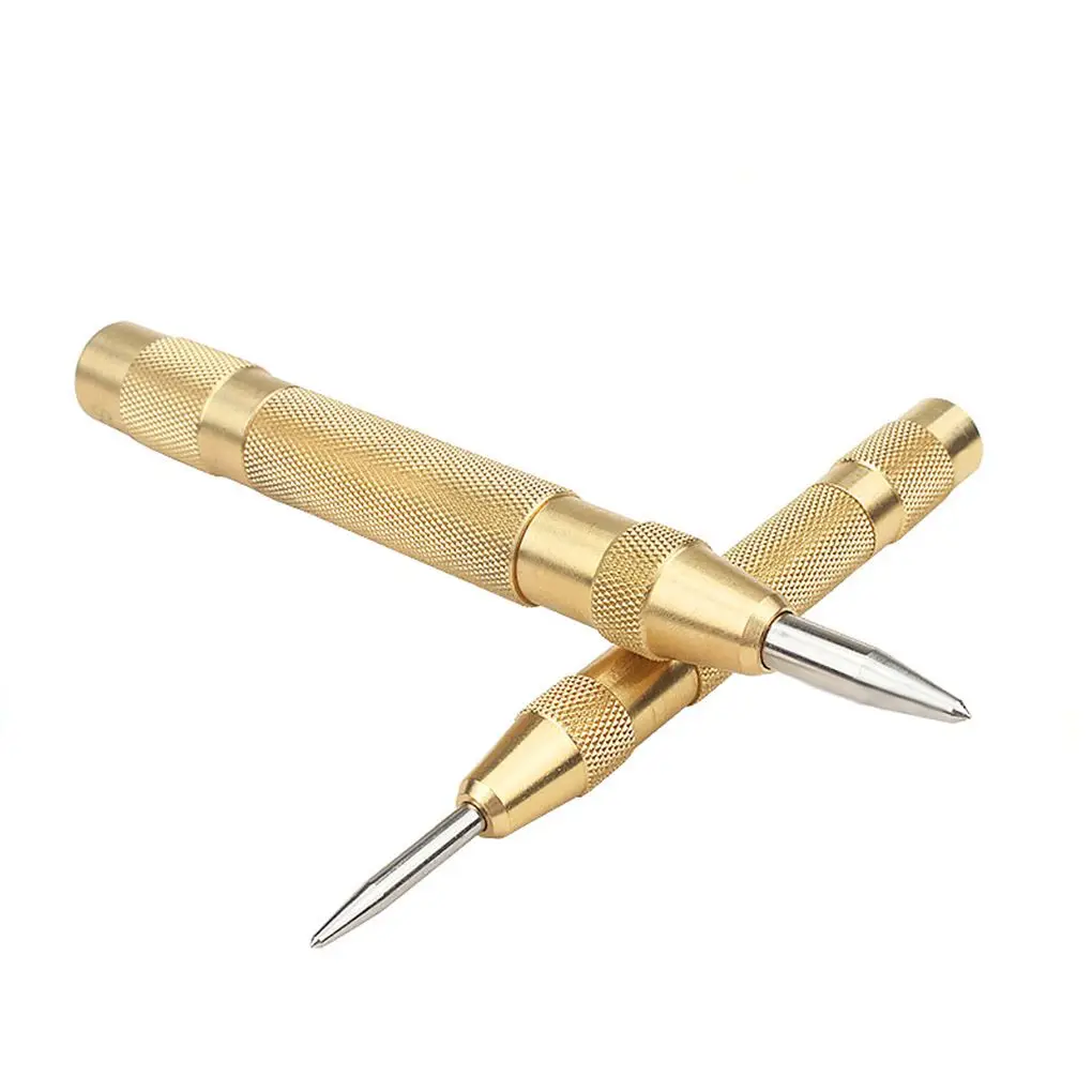 

2 Pieces Center Pin Punch Automatic Center Strike Spring Loaded Window Breaker Drilling Marking Tool, Yellow, without Cap