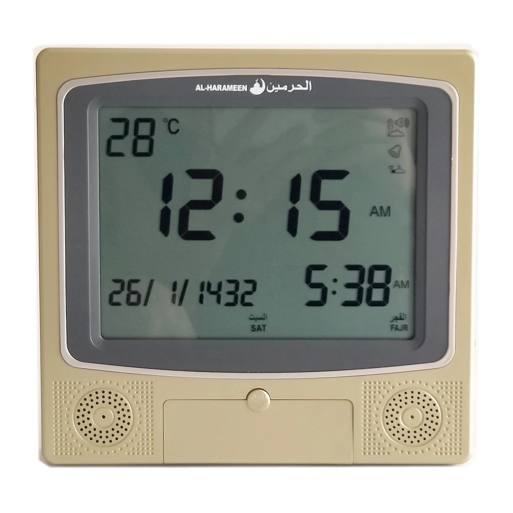 Light Gold Azan настольные настенные часы для мусульманских молитв с молитвенным будильником Qiblah Harameen Alfajr CW-05 4010 - Цвет: Light Gold