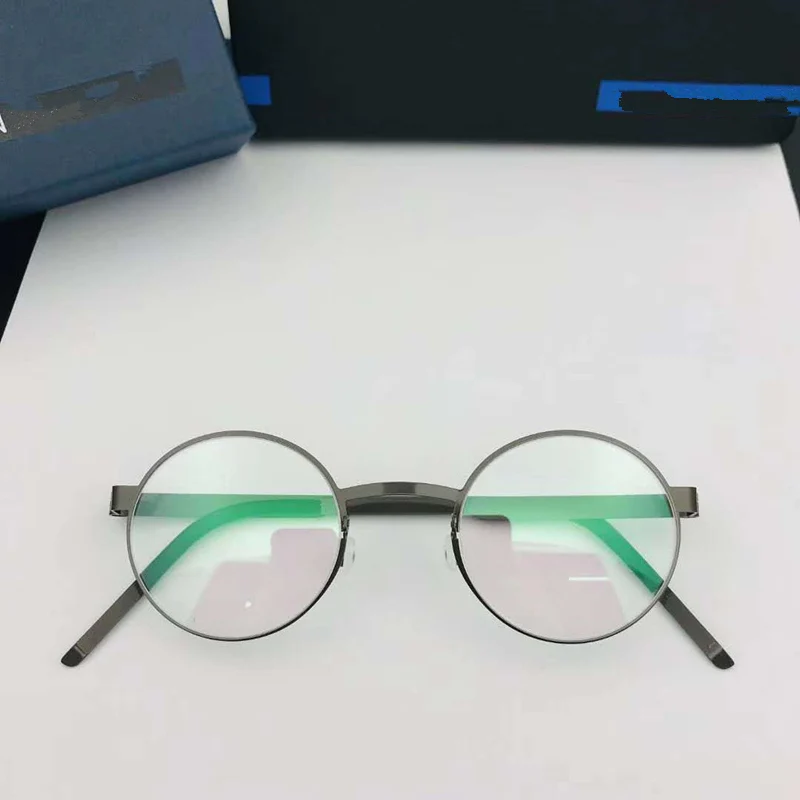 Дания бренд ручной работы Оправа очков из титанового сплава Men винтажные круглые