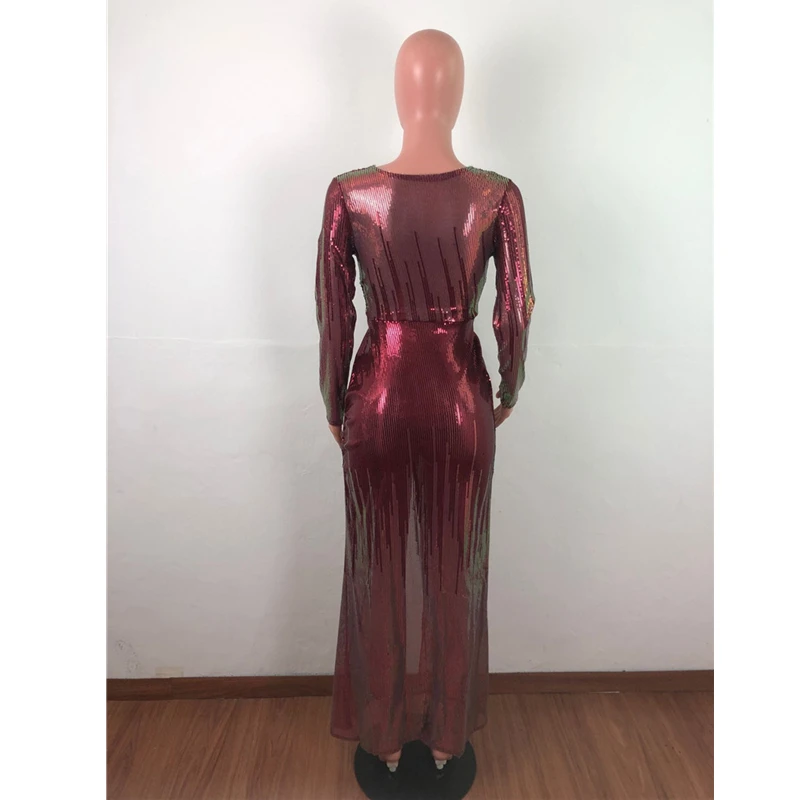 Сексуальное платье макси Tsuretobe с блестками женское элегантное вечернее высоким