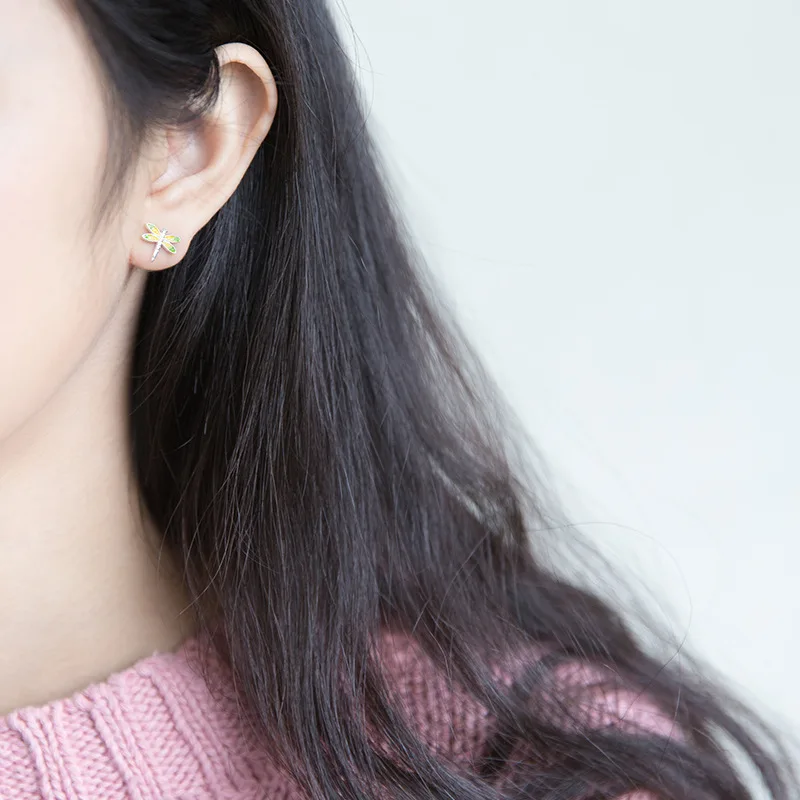 Женские серьги-гвоздики из серебра 925 пробы с бабочкой | Украшения и аксессуары