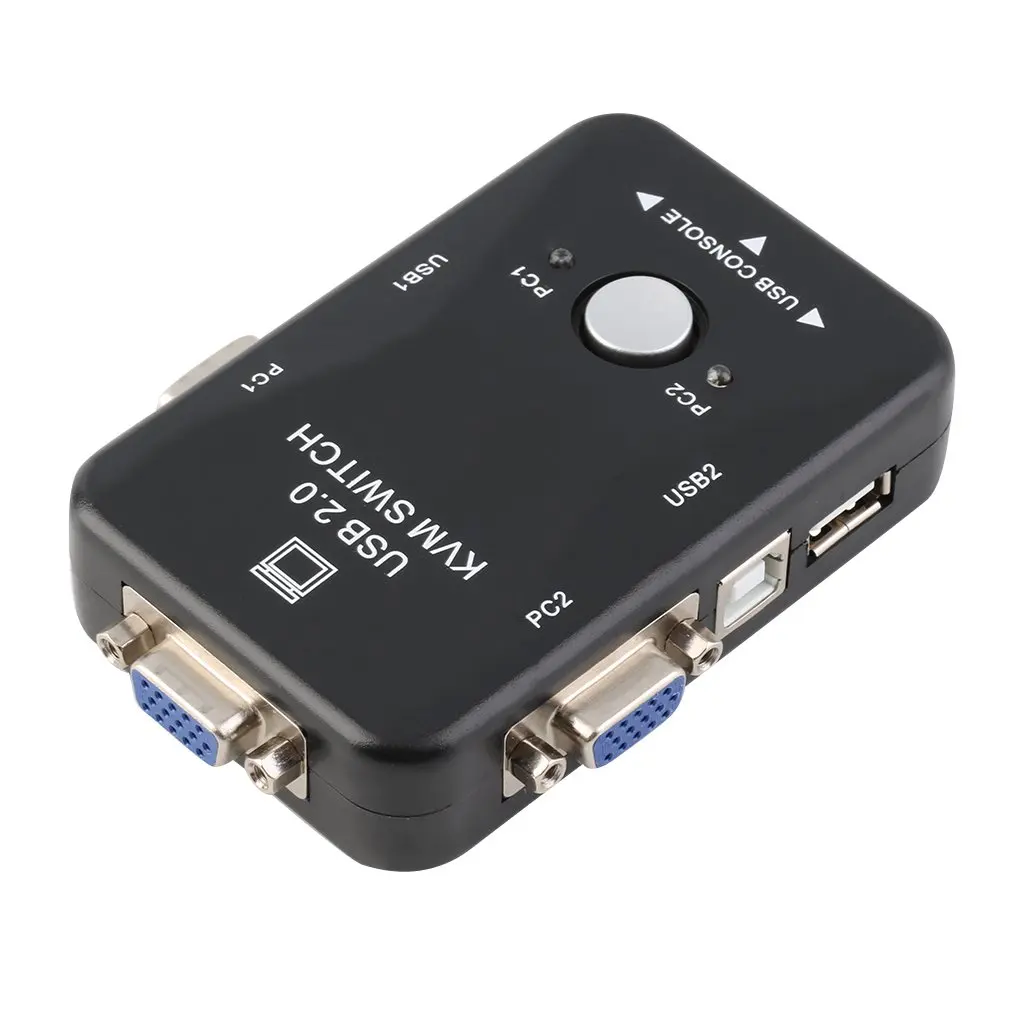 2 порта USB 0 VGA/SVGA KVM коммутационная коробка для совместного использования монитора