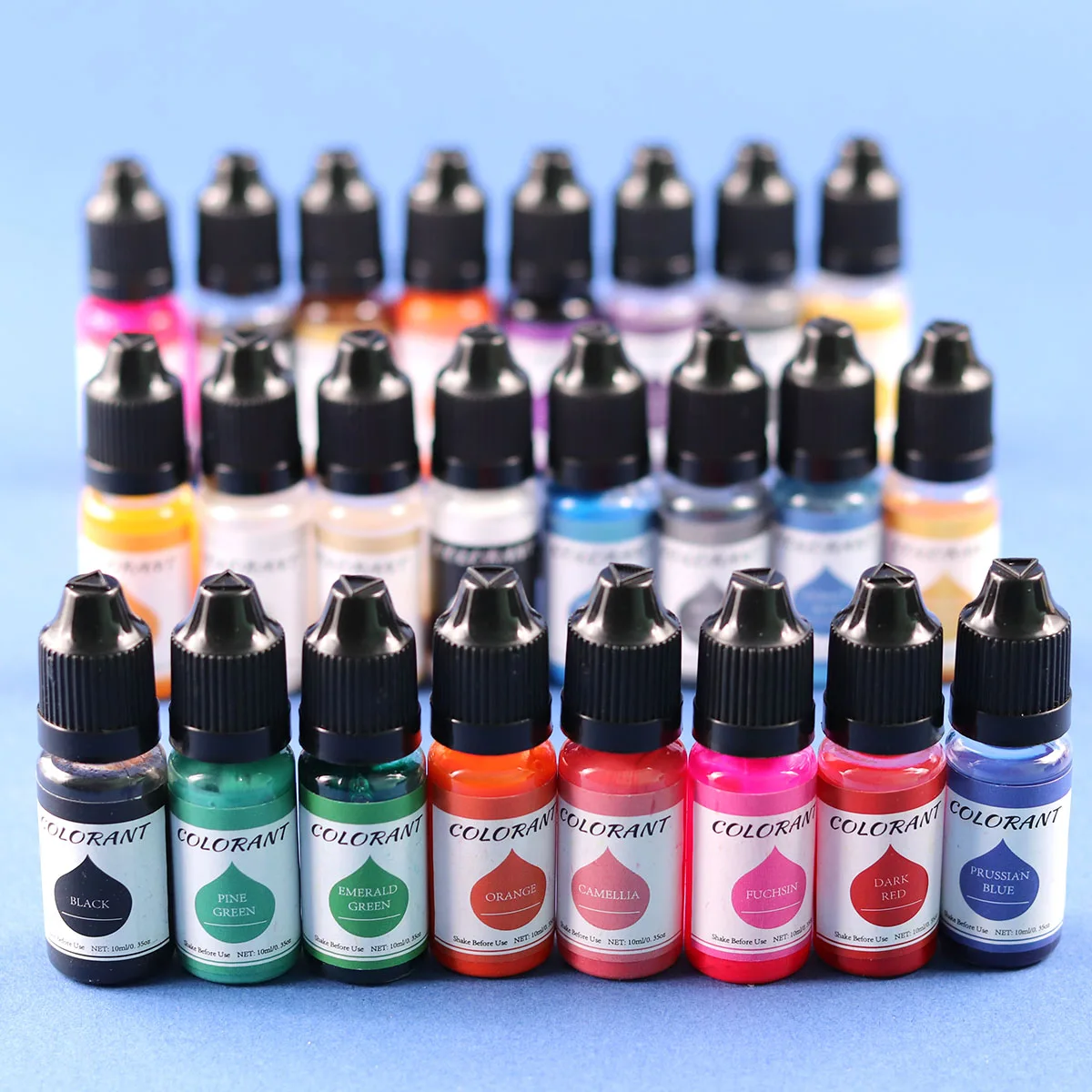 

24Color/Set 10ML Resin Pigments Liquid Colorant DIY Uv Epoxy Resin Mold Candle Soap Coloring Dye Jewelry Making Handmade Crafts