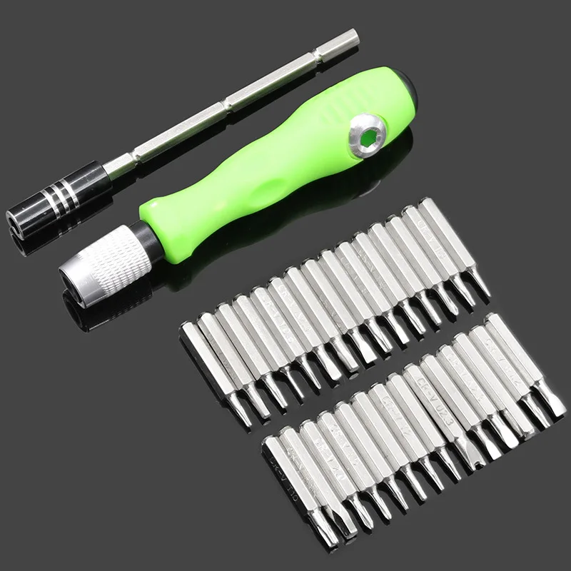 

32 in 1 Multi-Purpose Precision Screwdriver Magnetic Bits Adjustable Extension Rod Non-slip Handle Repairing Hand Tools Set