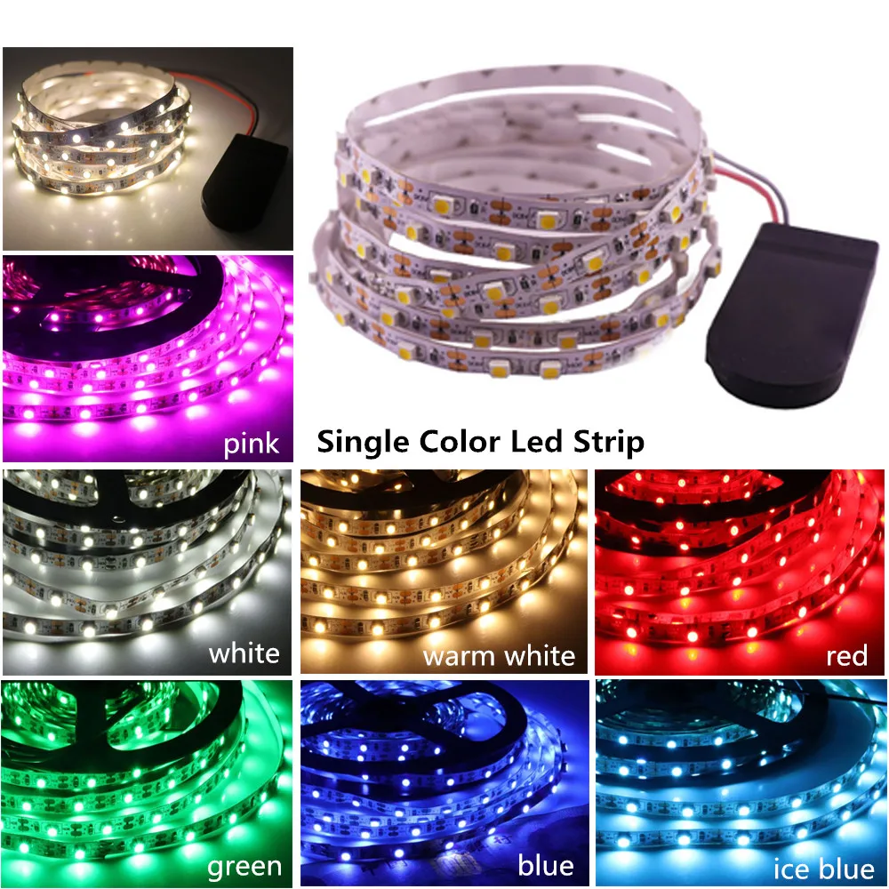 Водонепроницаемая светодиодная лента 5050 RGB на батарейках 5 в постоянного тока 1 м 2