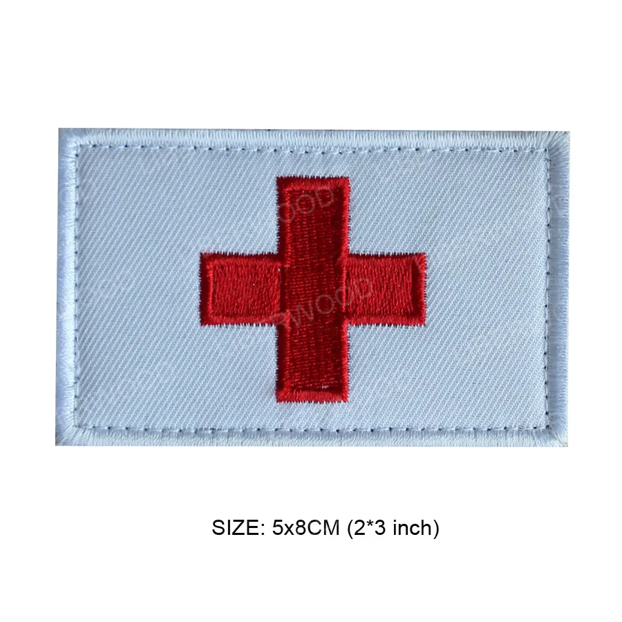 white 5x8cm Медицинский красный крест, патч для первой помощи, ЭМТ, EMS, травма, аварийная ситуация, медицинский, фельдшер, аварийный набор, Тактический Патч - Цвет: white 5x8cm