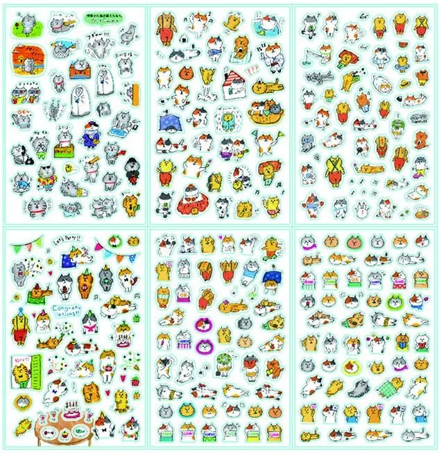 6 листов/упаковка в упаковке Kawaii японская наклейка для домашних животных Горячая